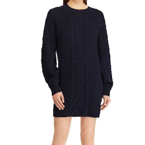 Polo Ralph Lauren Aran-knit Wool Sweater Dress Size XL - Picture 1 of 6
